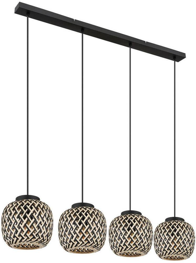 Lampen & Leuchten Globo Hängeleuchte Colly Natur Schwarz Metall Kunststoff Naturmaterialien 20x120 cm (4558873201)