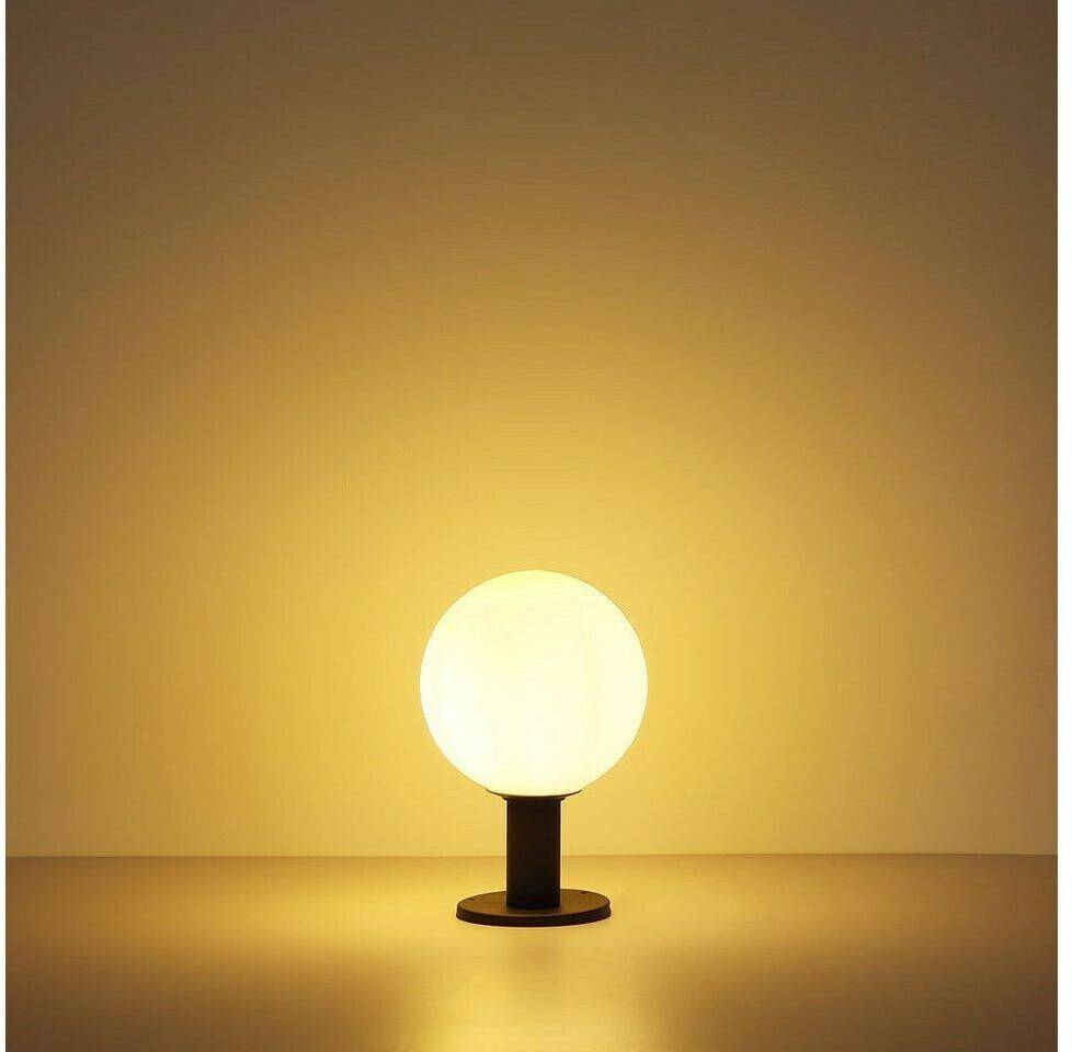 Außenleuchten Globo Außenbeleuchtung E27 Stehlampe, Alu Glaskugel, opal, 1x E27 Fassung, DxH 25x38 cm (etc105962_double)