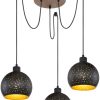 Lampen & Leuchten Globo Hängeleuchte Adaja, Schwarz, Gold, Dunkelbraun 225 cm (4558324602)